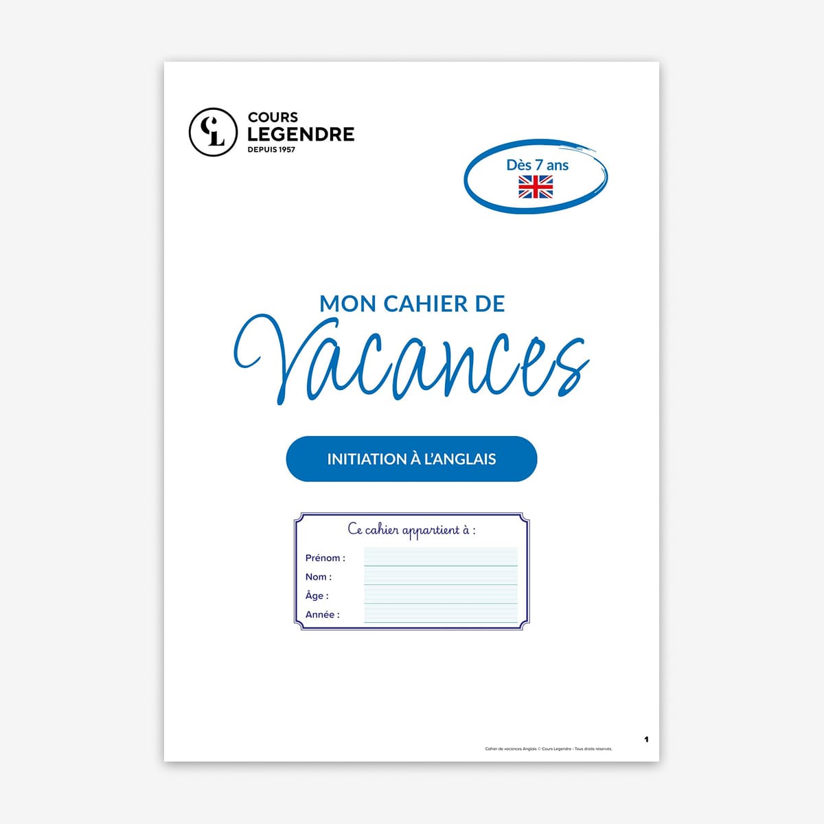 Cahier de vacances Initiation à l'anglais - Dès 7 ans - nouvelle édition 2026
