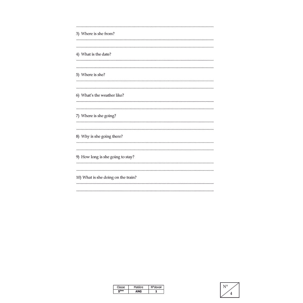 Mon année de Collège - 5ème - Anglais LV1 avec 6 devoirs à envoyer