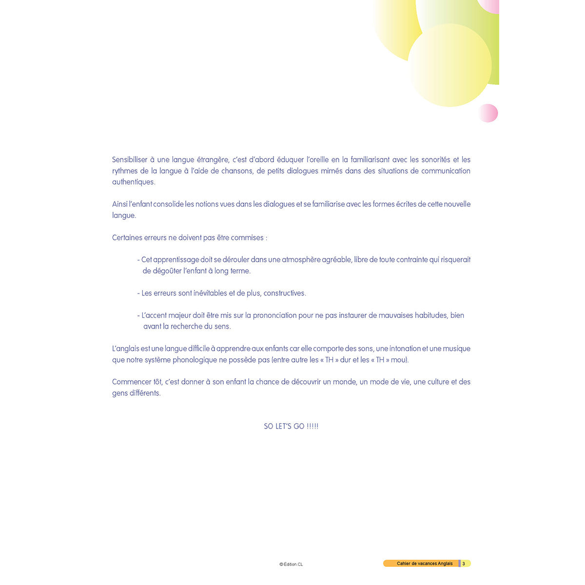 Cahier de vacances initiation à l'Anglais - Primaire