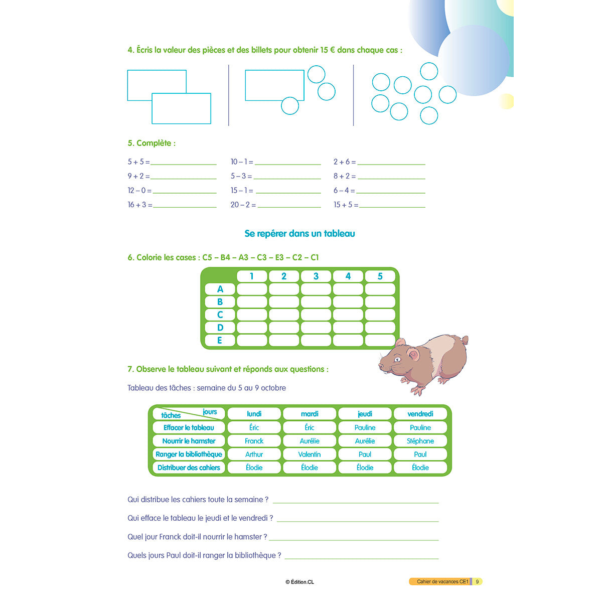 Cahier de vacances du CE1 vers CE2