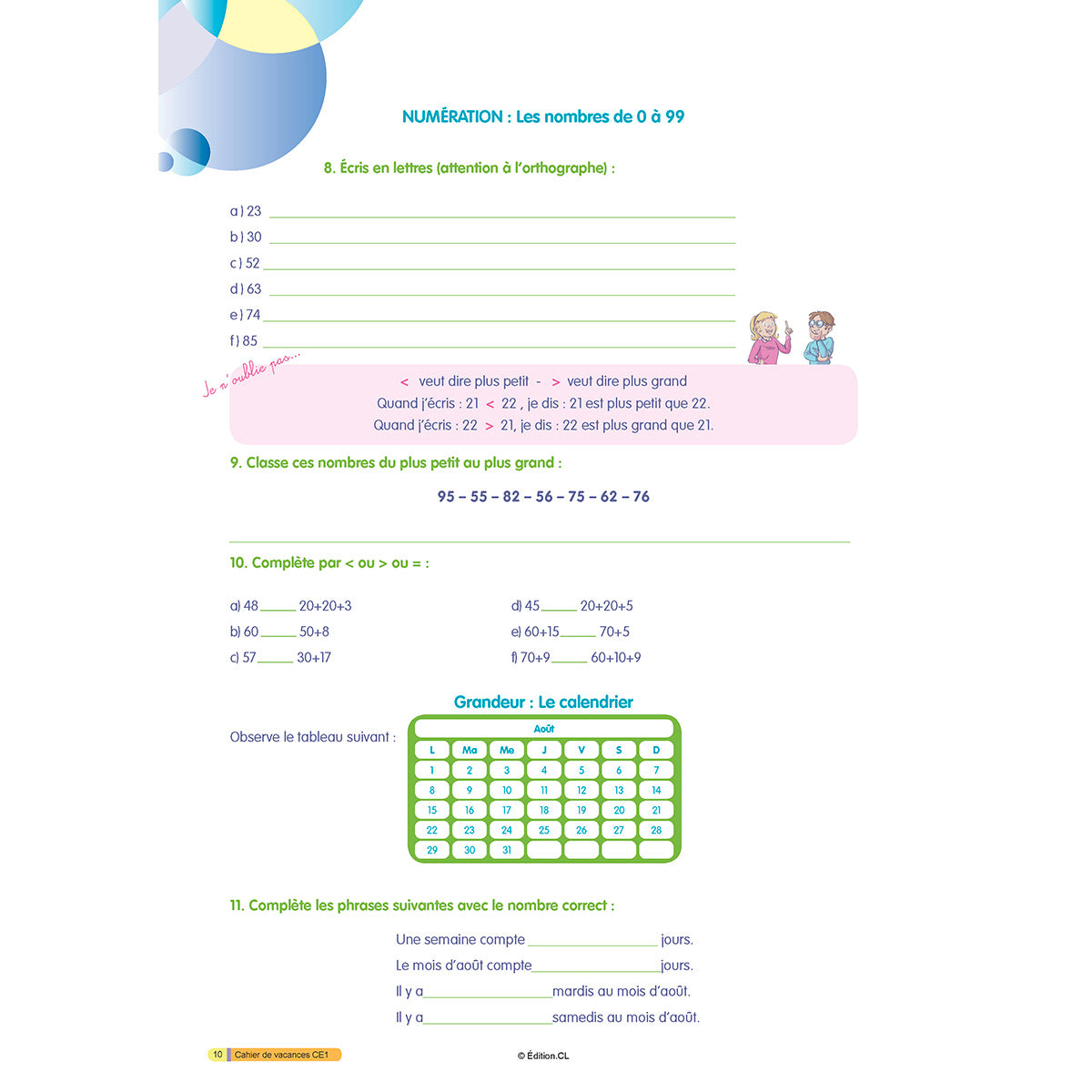 Cahier de vacances du CE1 vers CE2