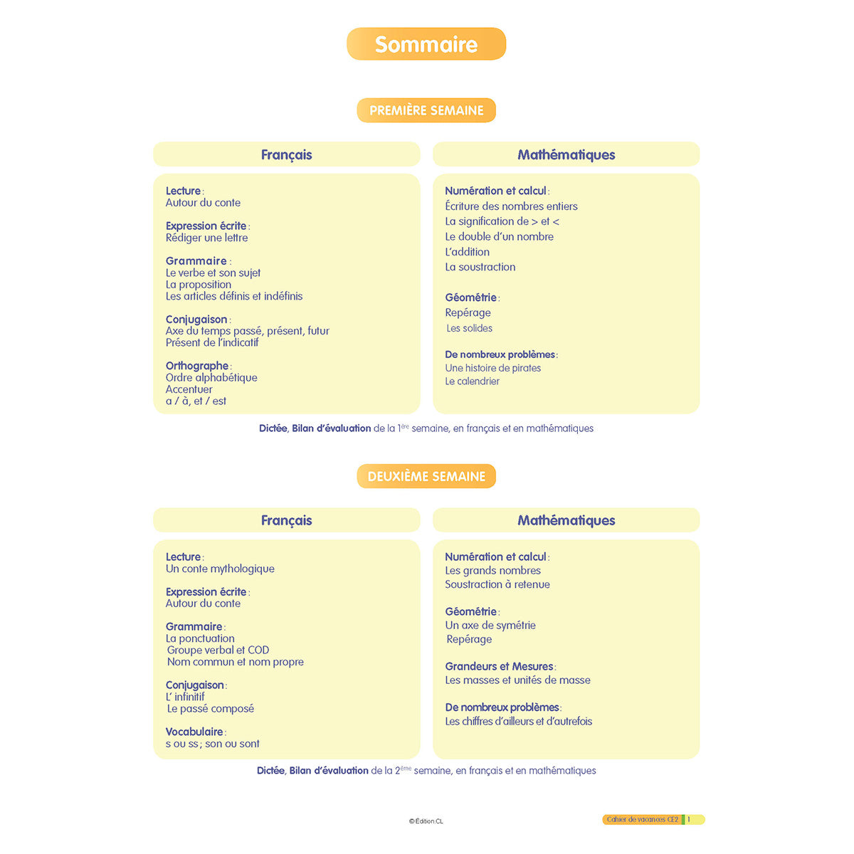Cahier de vacances du CE2 vers CM1