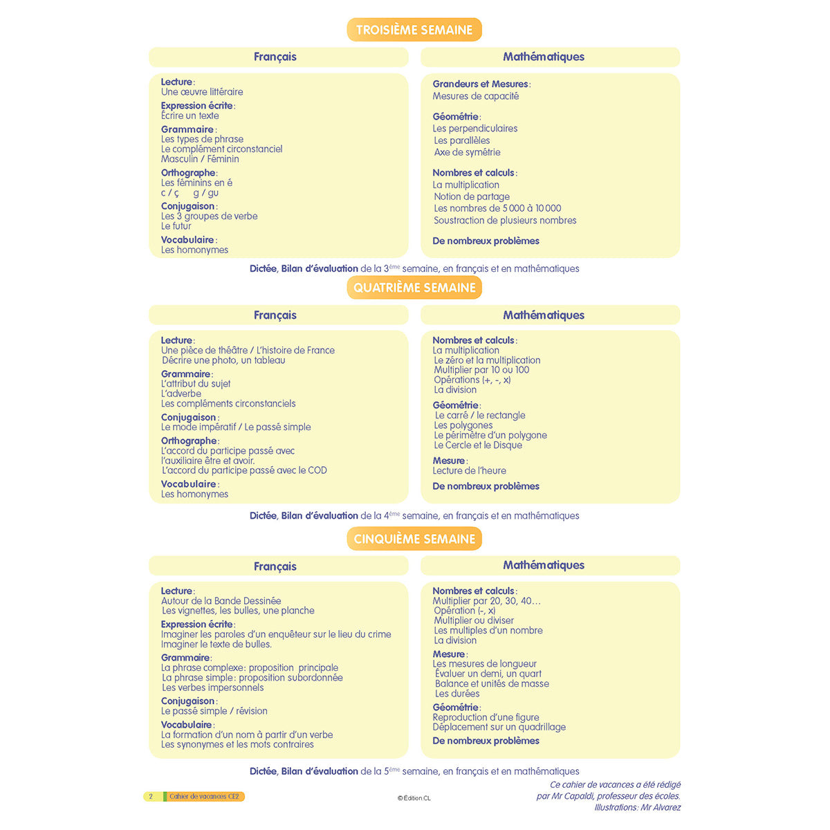 Cahier de vacances du CE2 vers CM1