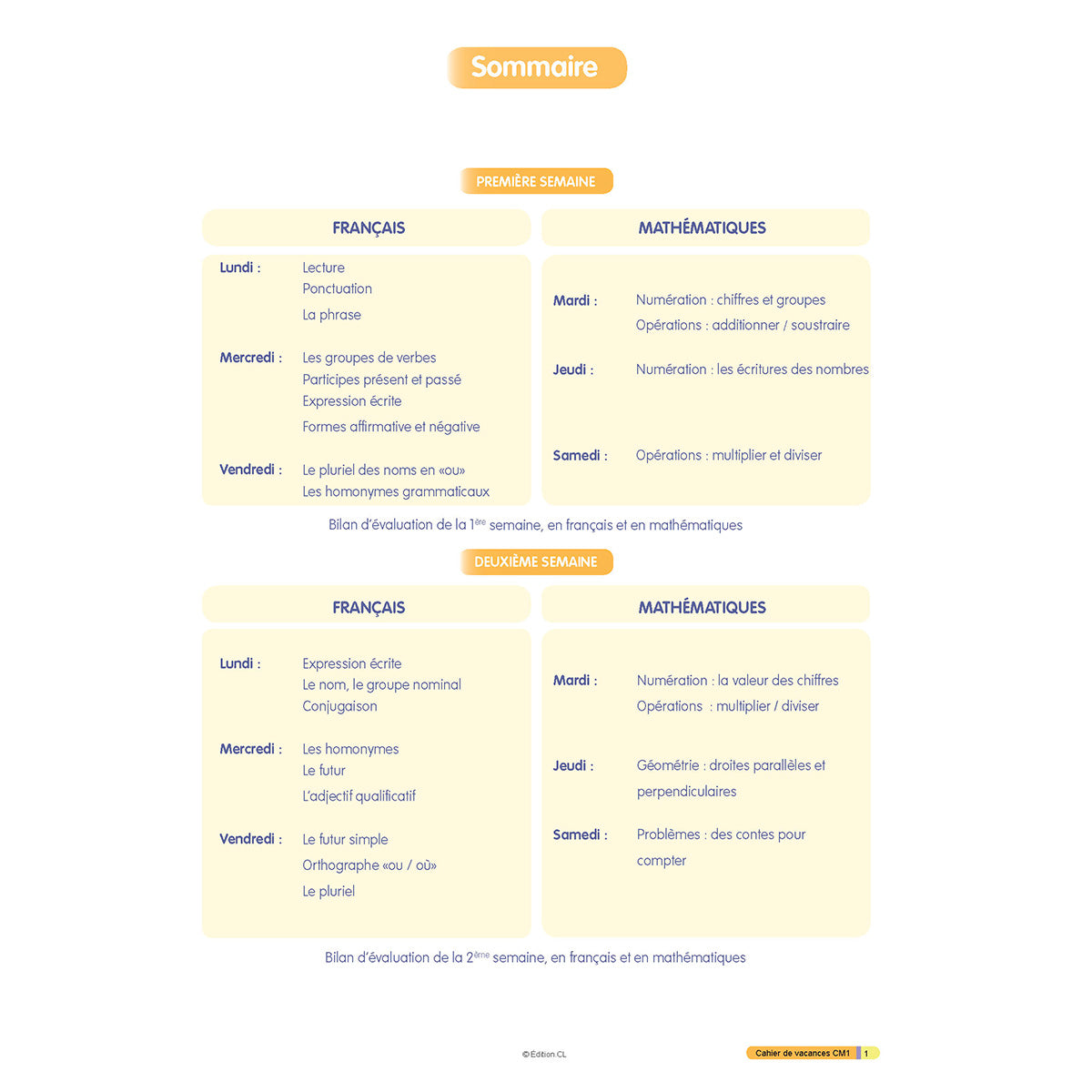 Cahier de vacances du CM1 vers CM2