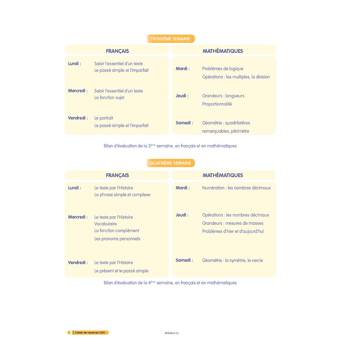 Cahier de vacances du CM1 vers CM2