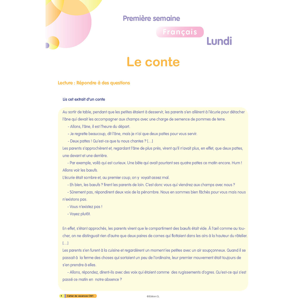 Cahier de vacances du CM1 vers CM2