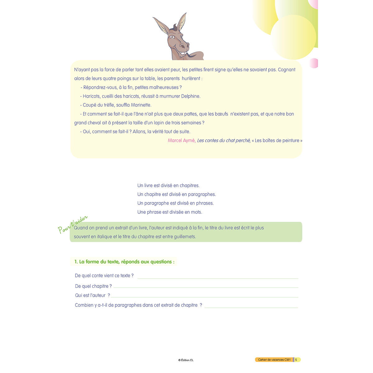 Cahier de vacances du CM1 vers CM2