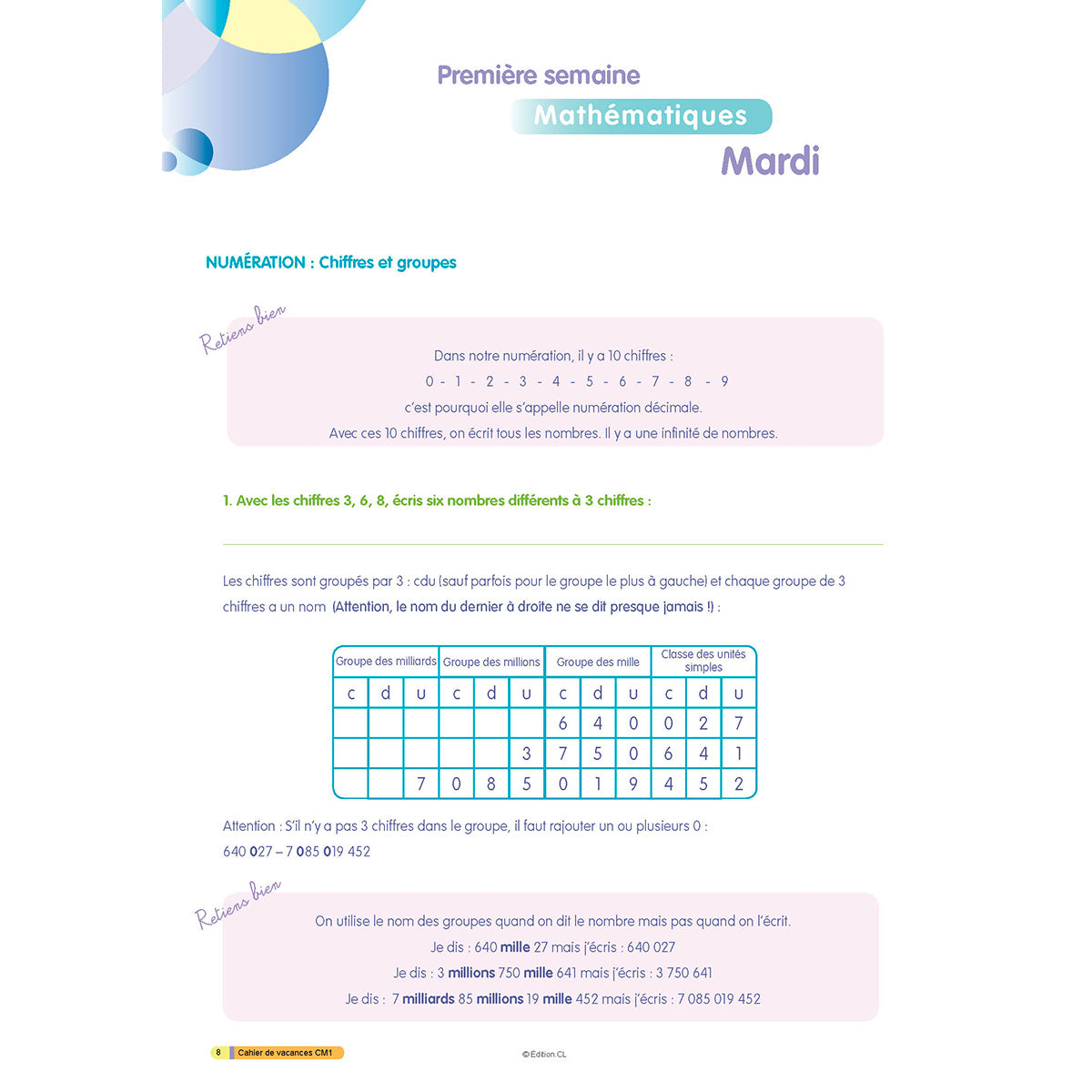 Cahier de vacances du CM1 vers CM2