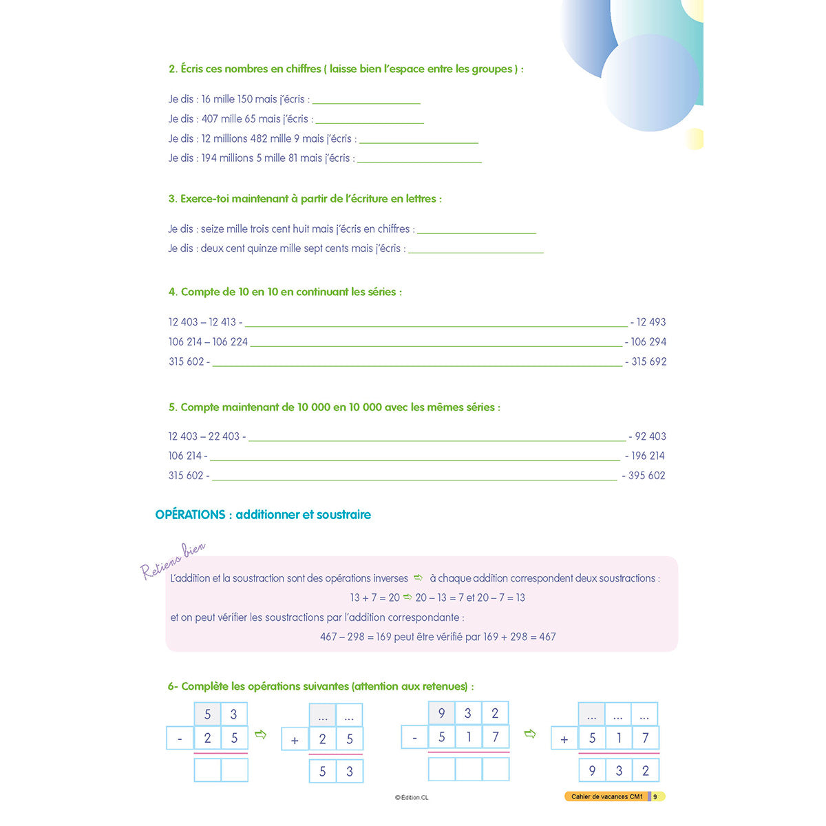 Cahier de vacances du CM1 vers CM2
