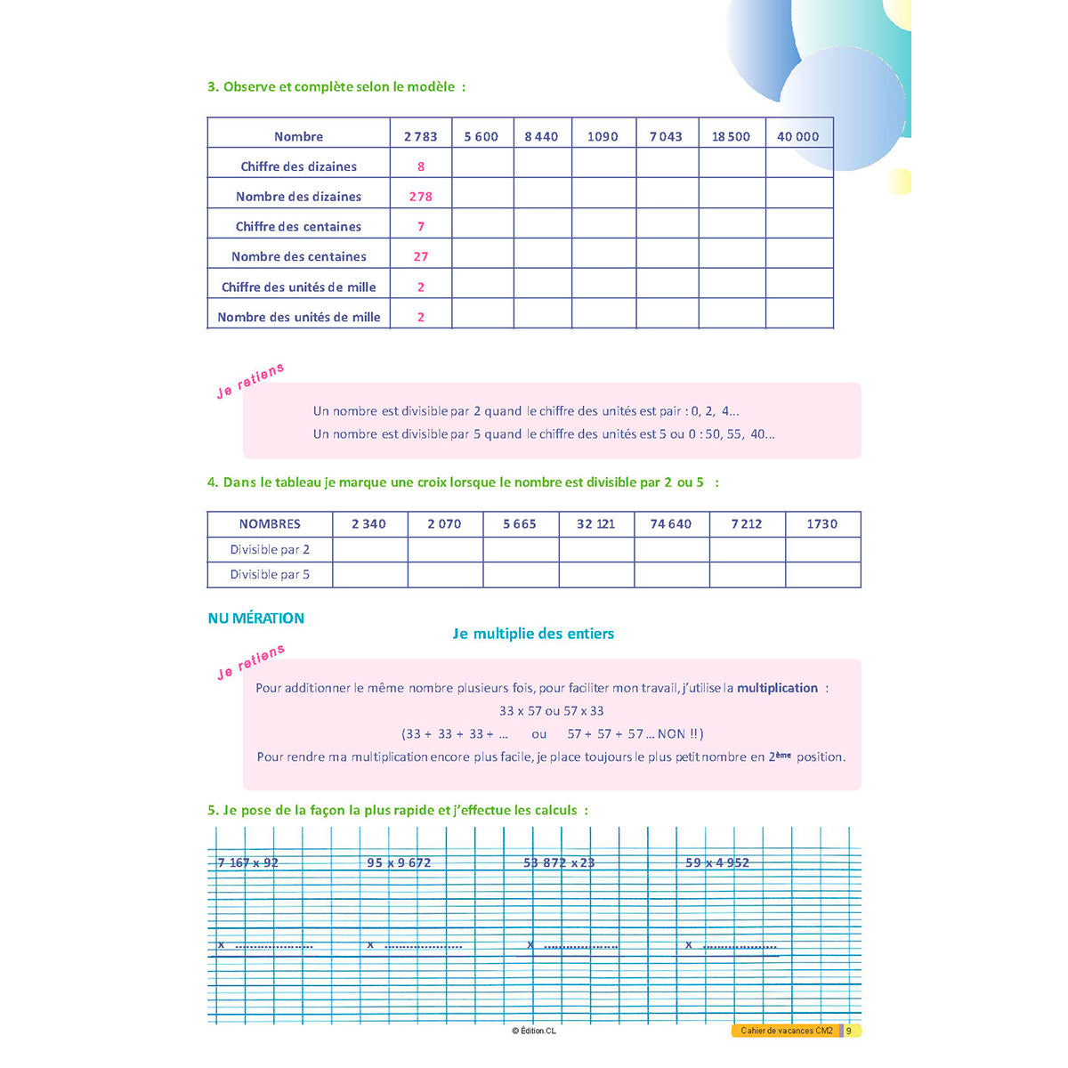 Cahier de vacances du CM2 vers 6e