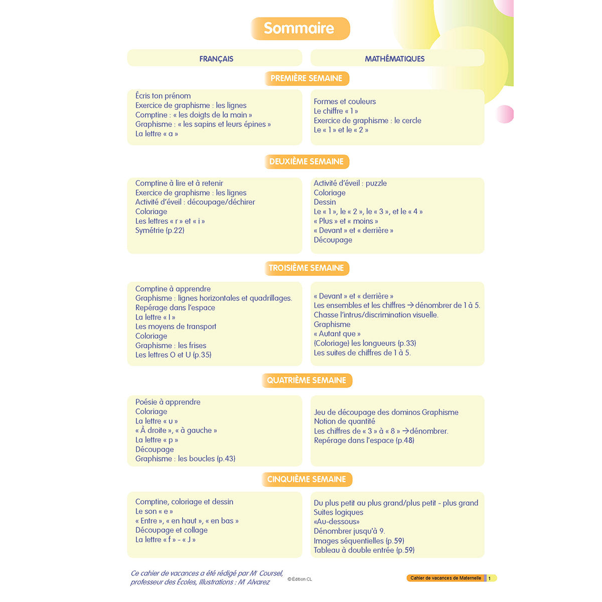 Cahier de vacances Maternelle