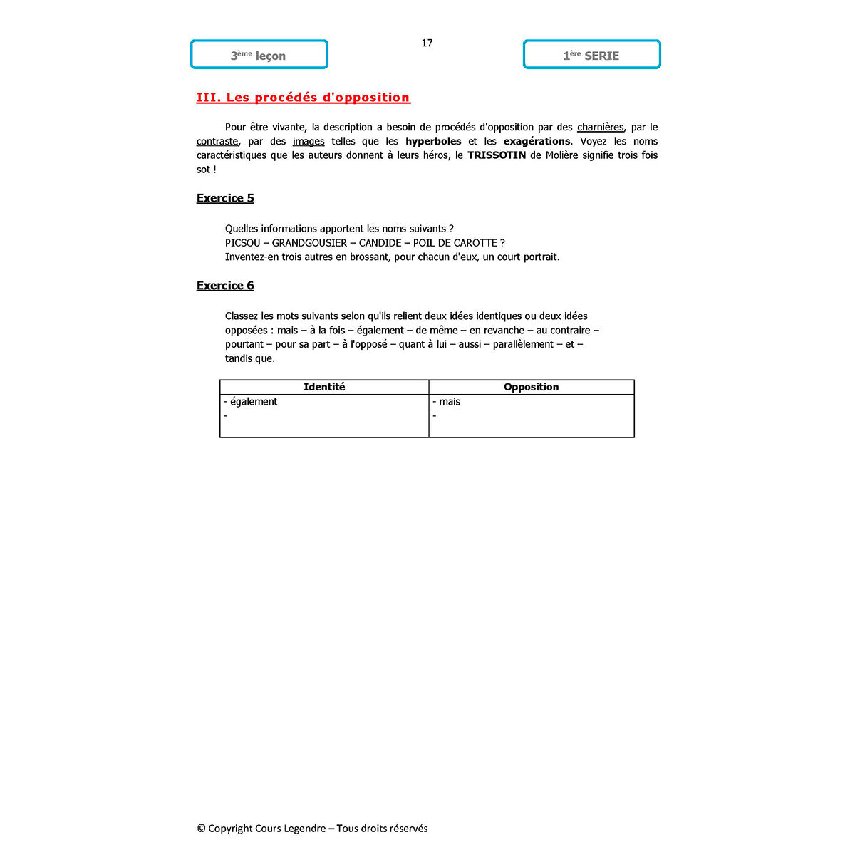 Mon année de Collège - 4ème - Français avec 6 devoirs à envoyer