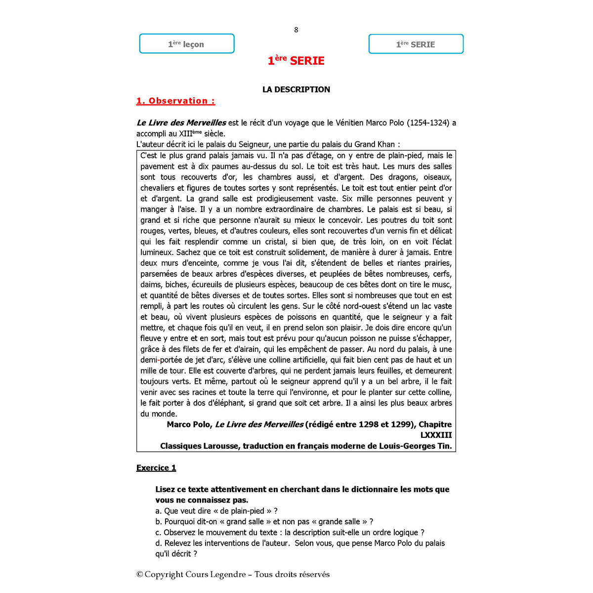 Mon année de Collège - 5ème - Français avec 6 devoirs à envoyer