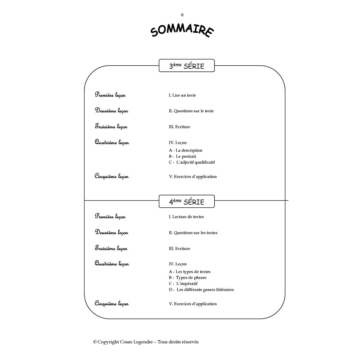 Mon année de Collège - 6ème - Français avec 6 devoirs à envoyer