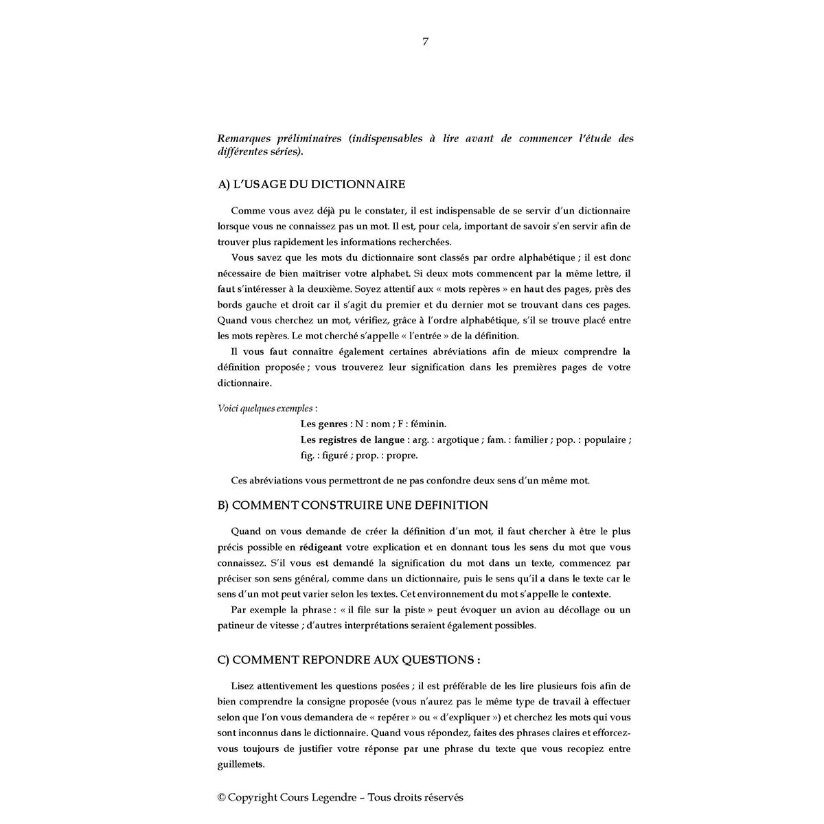 Mon année de Collège - 6ème - Français avec 6 devoirs à envoyer