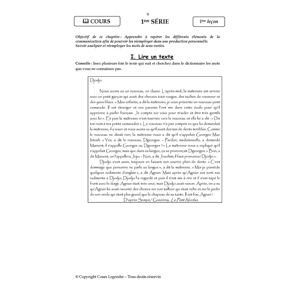 Mon année de Collège - 6ème - Français avec 6 devoirs à envoyer