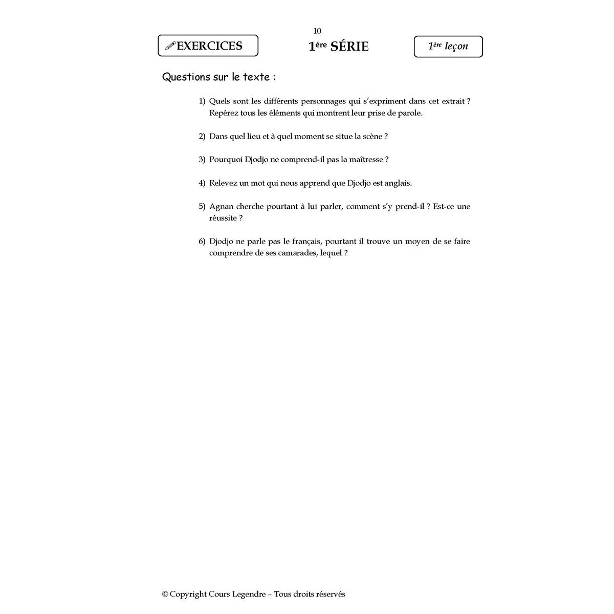 Mon année de Collège - 6ème - Français avec 6 devoirs à envoyer