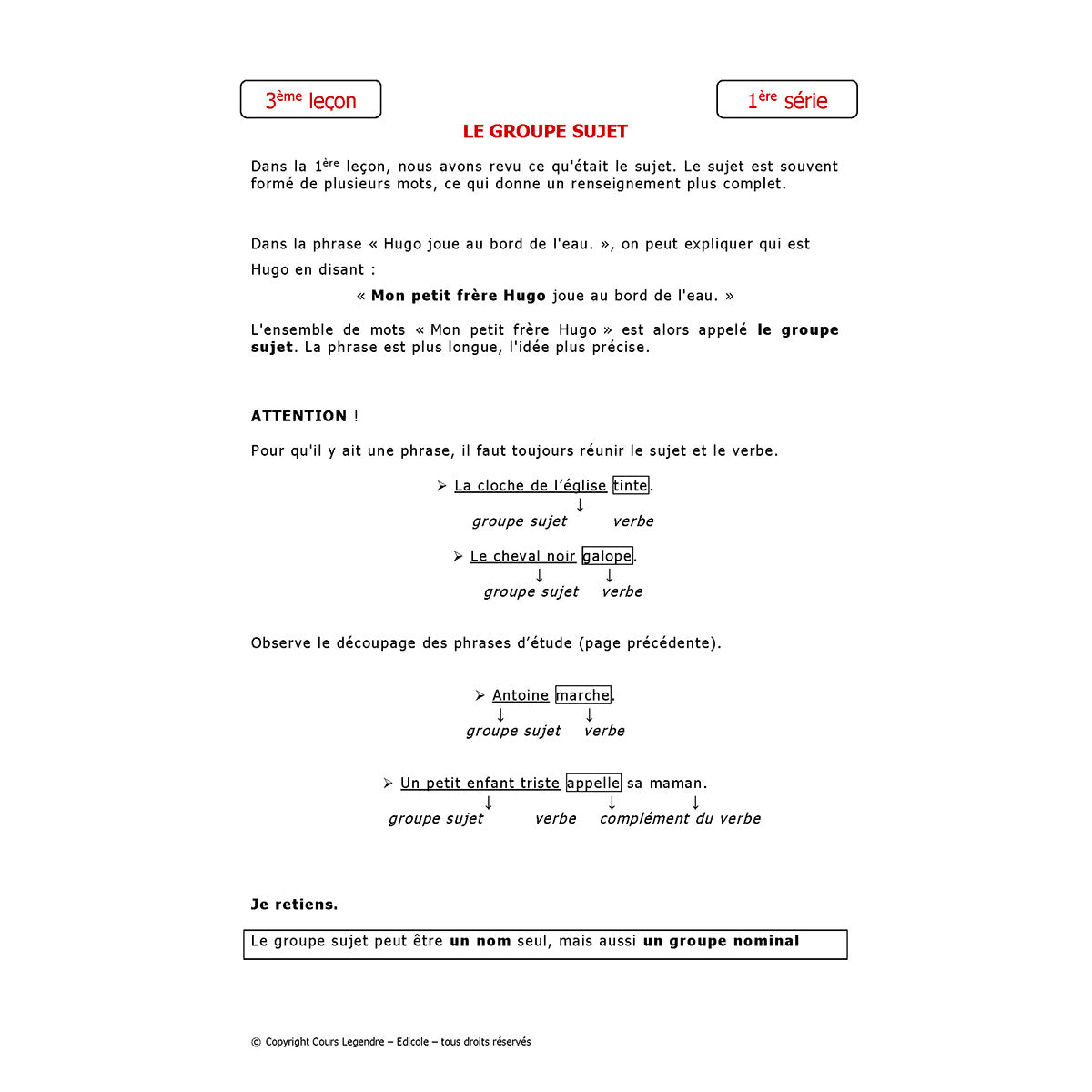 Mon année de Primaire - CE1 - Français avec 6 devoirs à envoyer