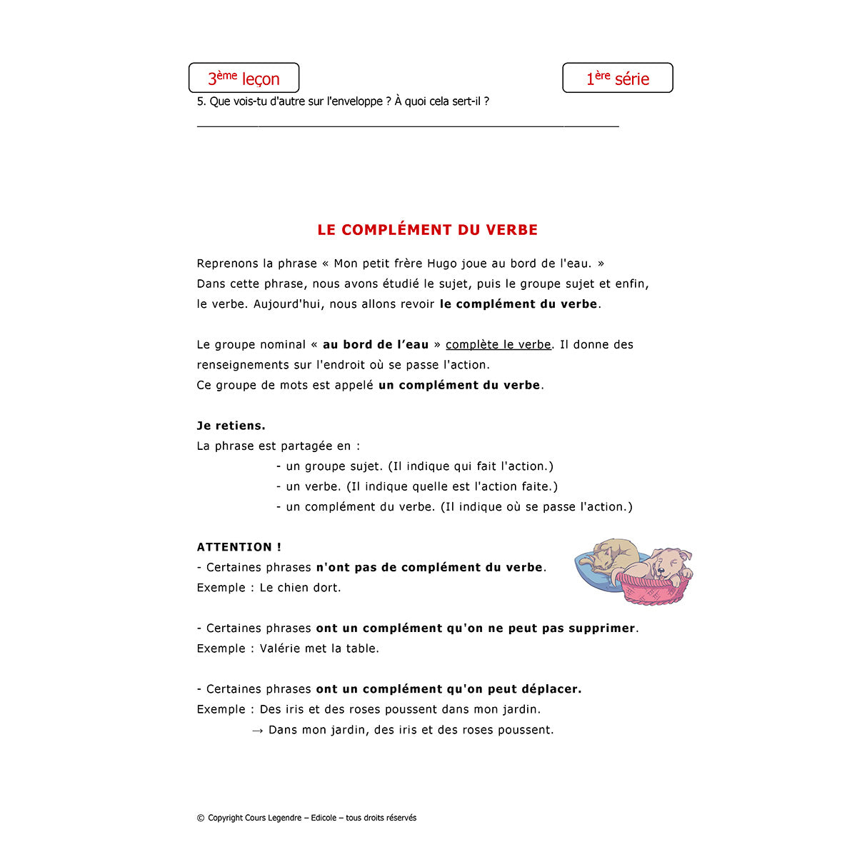 Mon année de Primaire - CE1 - Français avec 6 devoirs à envoyer