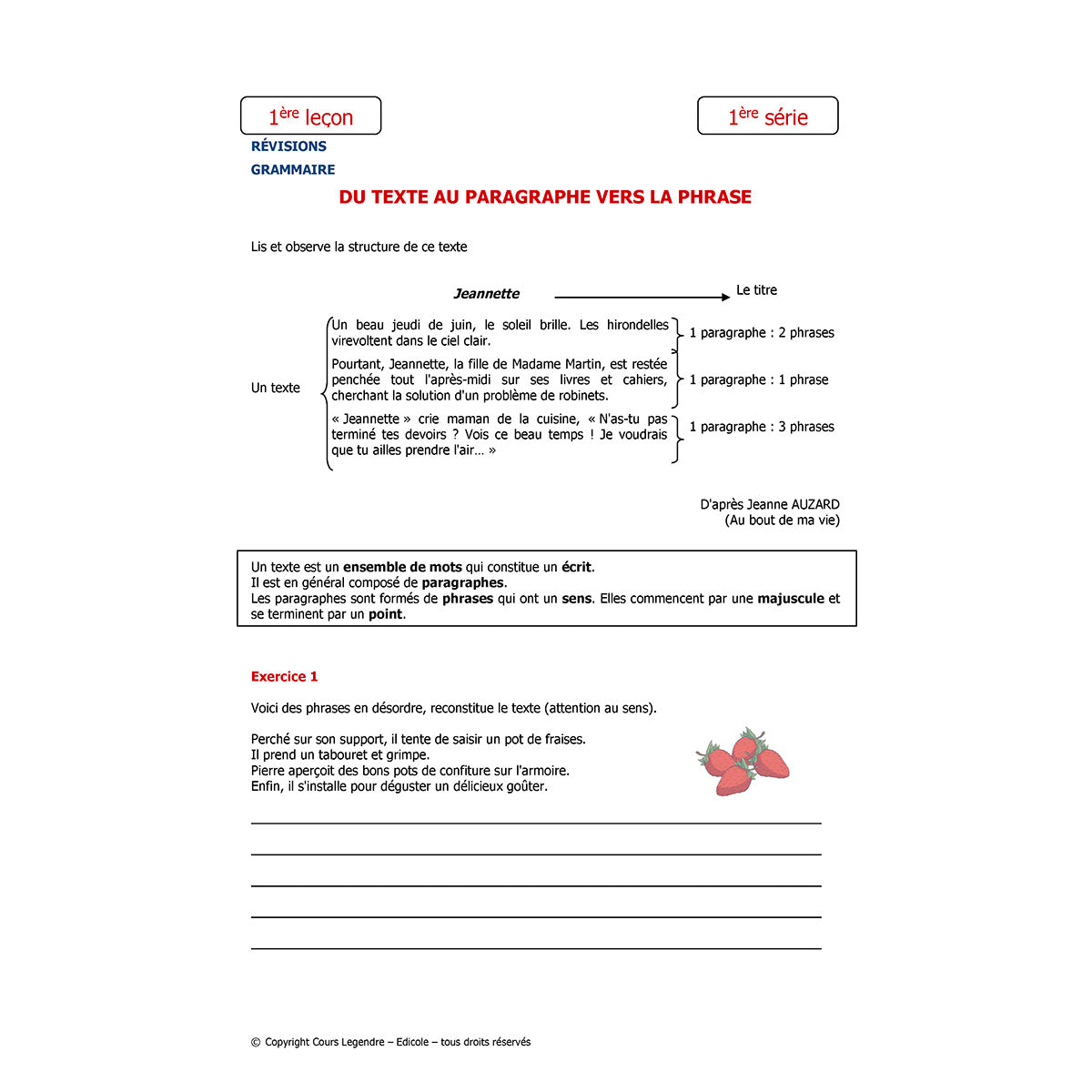 Mon année de Primaire - CE2 - Français avec 6 devoirs à envoyer