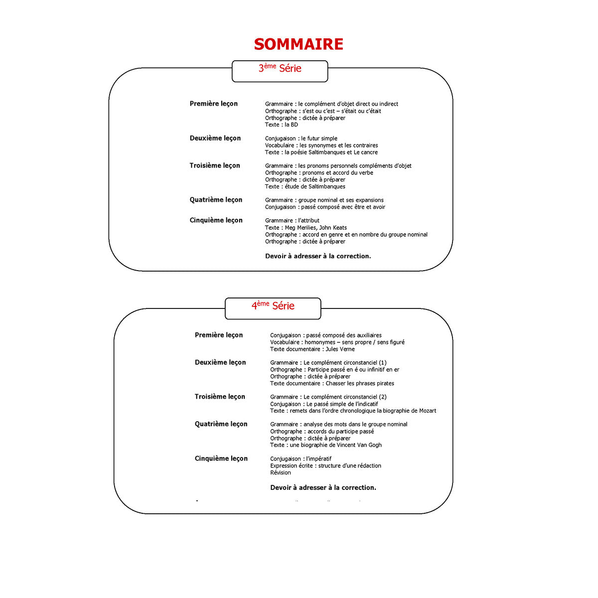 Mon année de Primaire - CM1 - Français avec 6 devoirs à envoyer