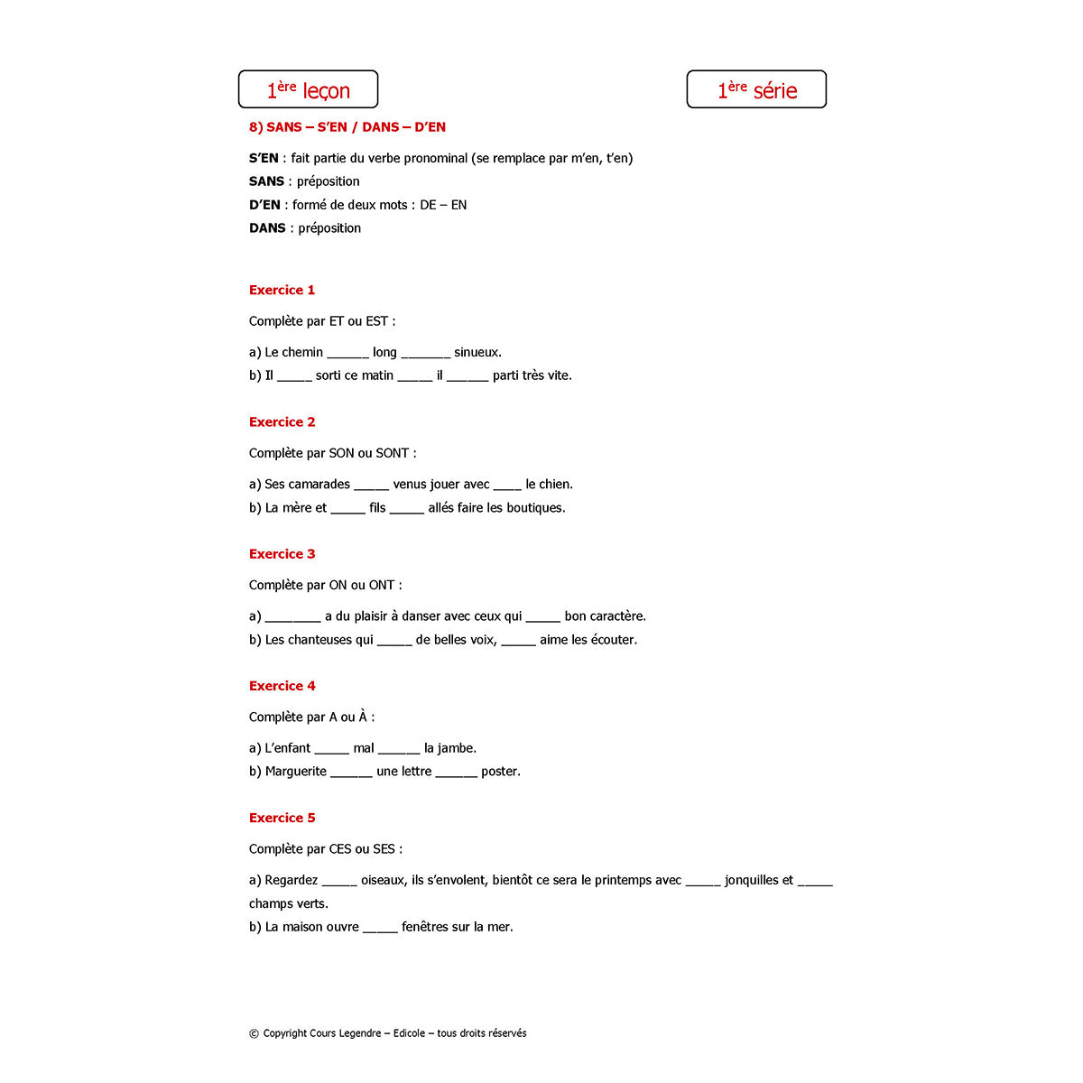 Mon année de Primaire - CM2 Français avec devoirs