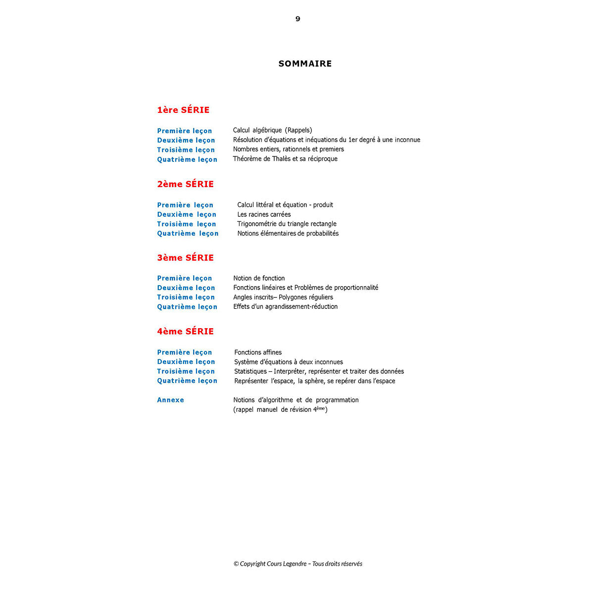 Mon année de Collège - 3ème - Mathématiques avec 6 devoirs à envoyer