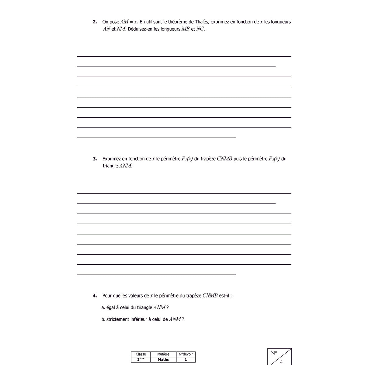 Mon année de Collège - 3ème - Mathématiques avec 6 devoirs à envoyer