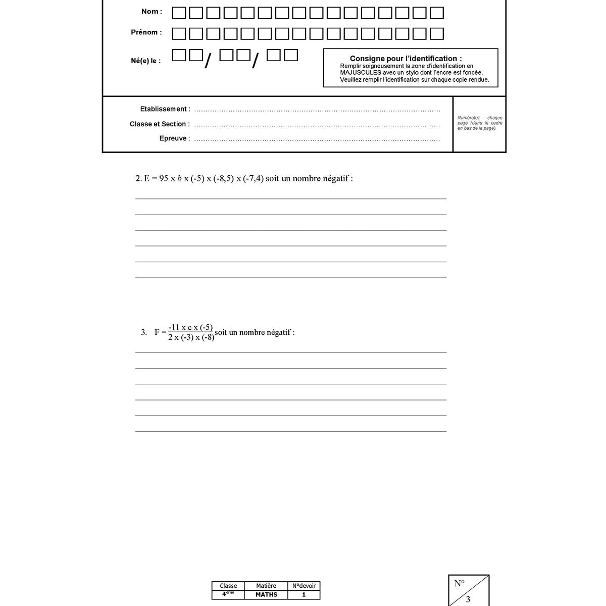 Mon année de Collège - 4ème - Mathématiques avec 6 devoirs à envoyer