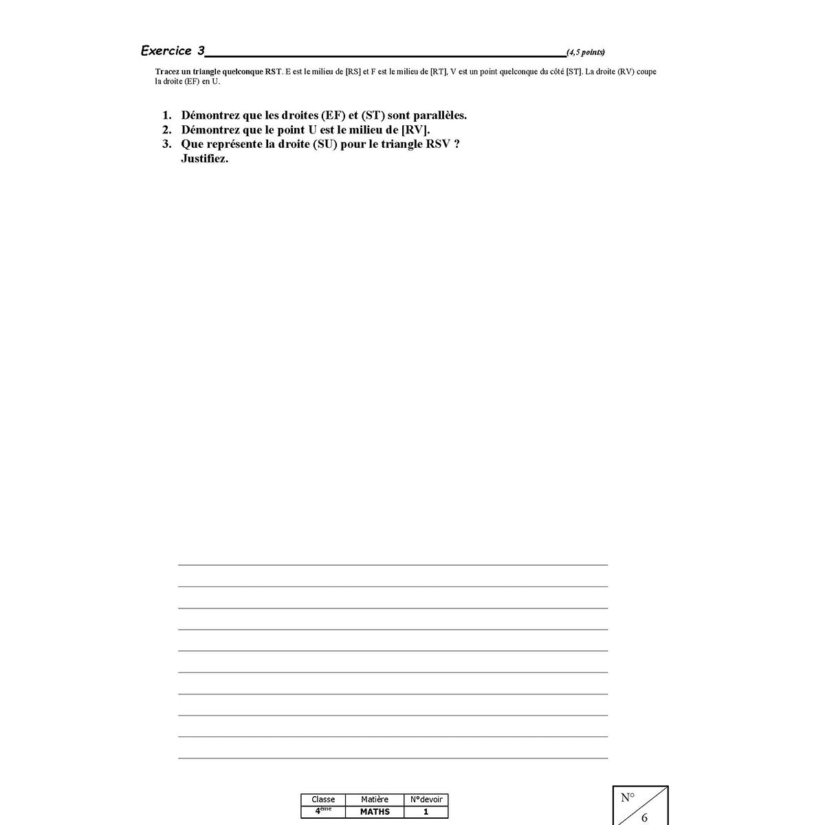 Mon année de Collège - 4ème - Mathématiques avec 6 devoirs à envoyer