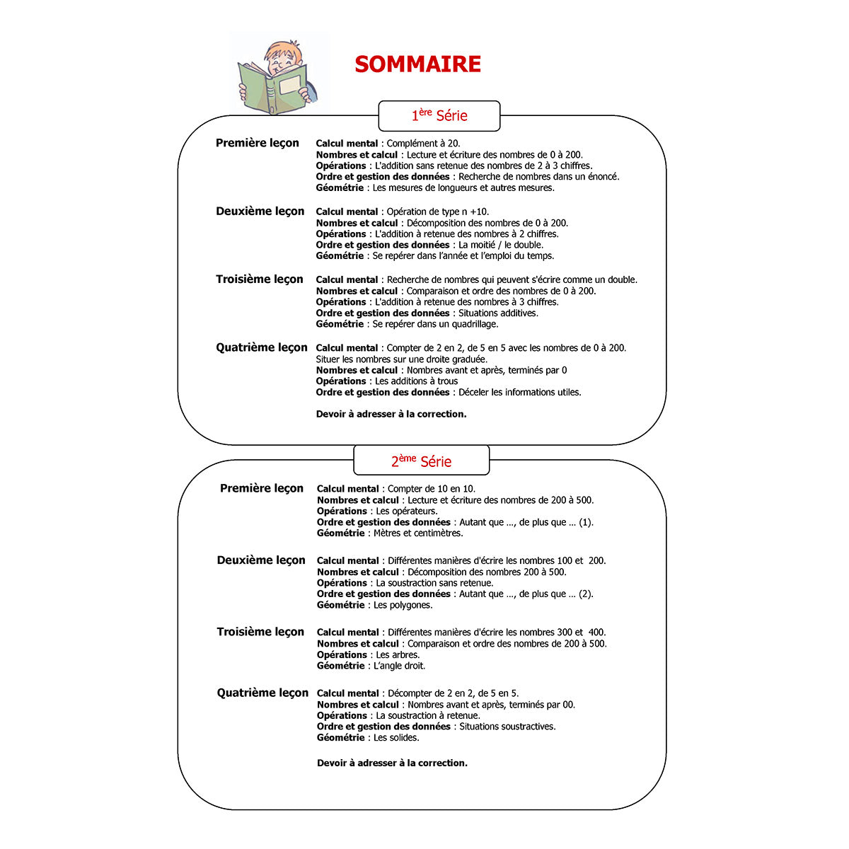 Mon année de Primaire - CE1 - Mathématiques + 6 devoirs à envoyer