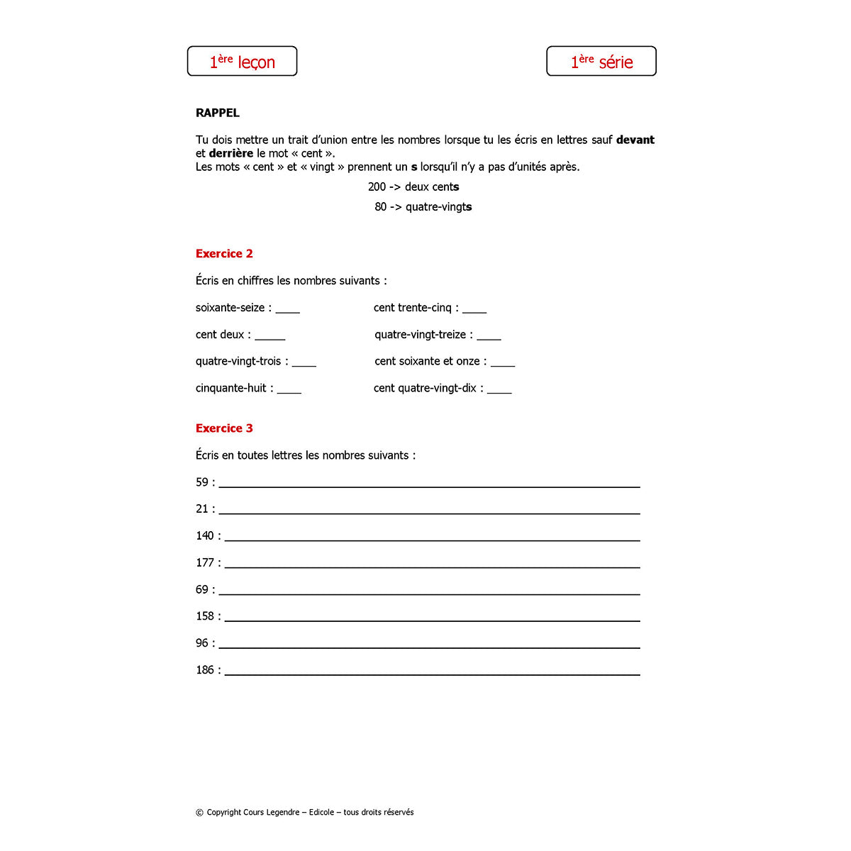 Mon année de Primaire - CE1 - Mathématiques + 6 devoirs à envoyer