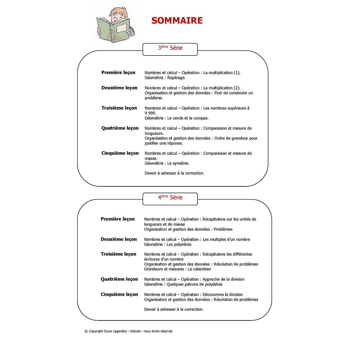 Mon année de Primaire - CE2 - Mathématiques avec 6 devoirs à envoyer