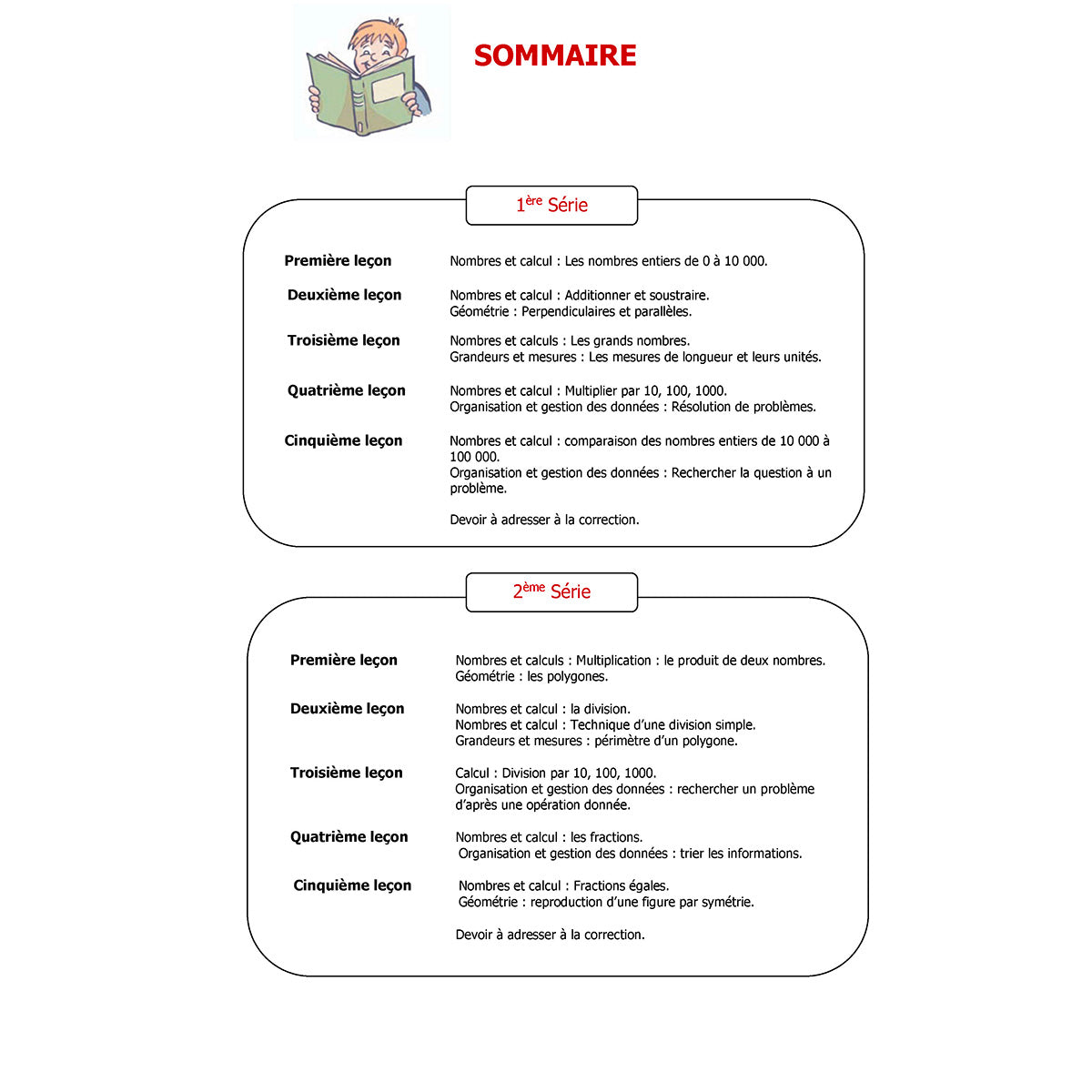 Mon année de Primaire - CM1 - Mathématiques + 6 devoirs à envoyer