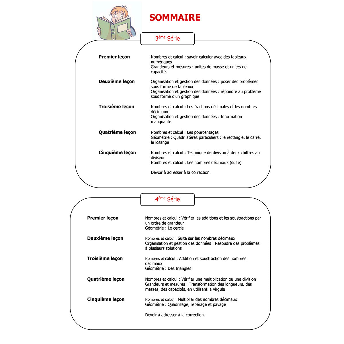 Mon année de Primaire - CM1 - Mathématiques + 6 devoirs à envoyer