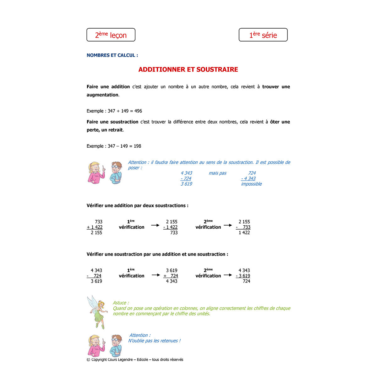 Mon année de Primaire - CM1 - Mathématiques + 6 devoirs à envoyer
