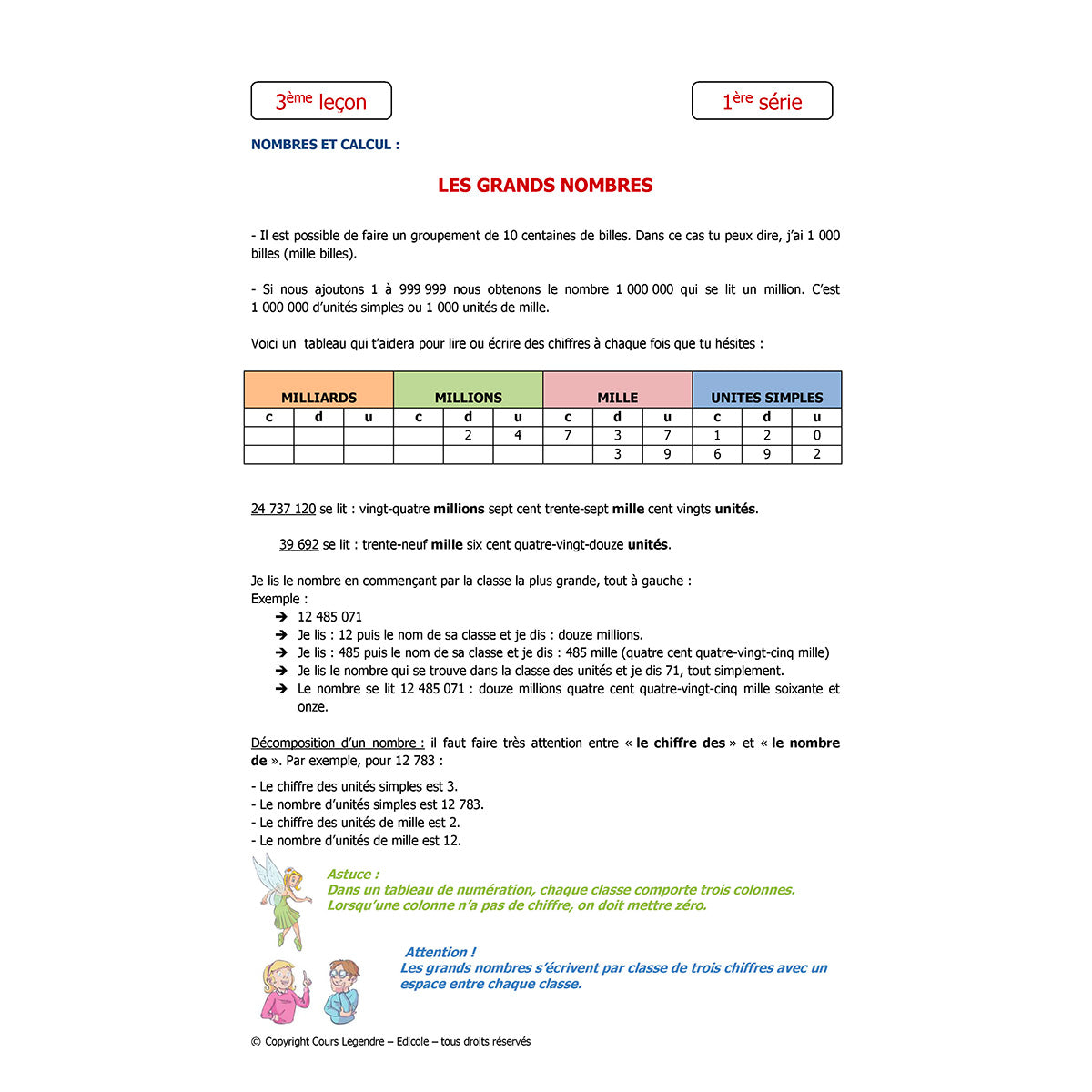 Mon année de Primaire - CM1 - Mathématiques + 6 devoirs à envoyer
