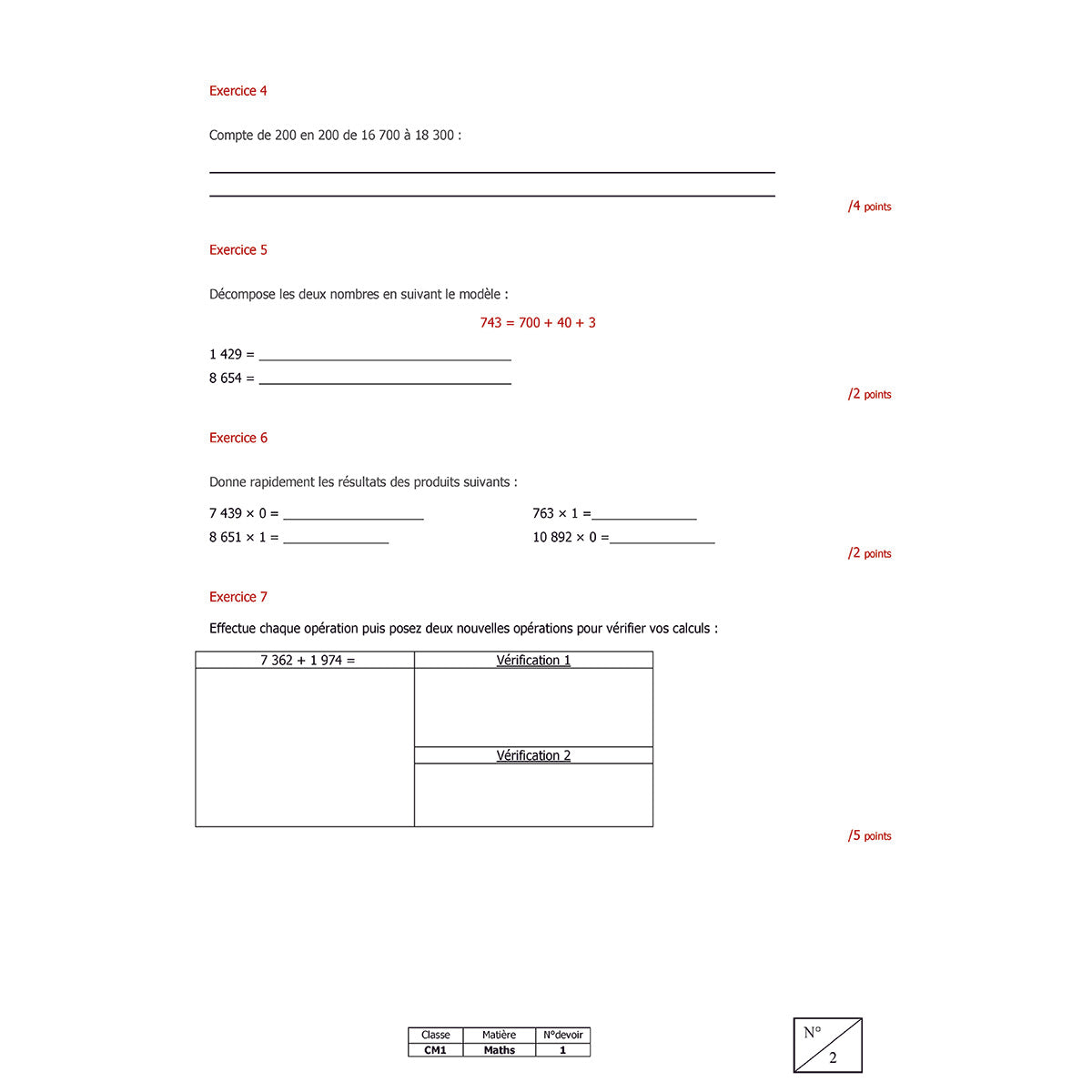 Mon année de Primaire - CM1 - Mathématiques + 6 devoirs à envoyer