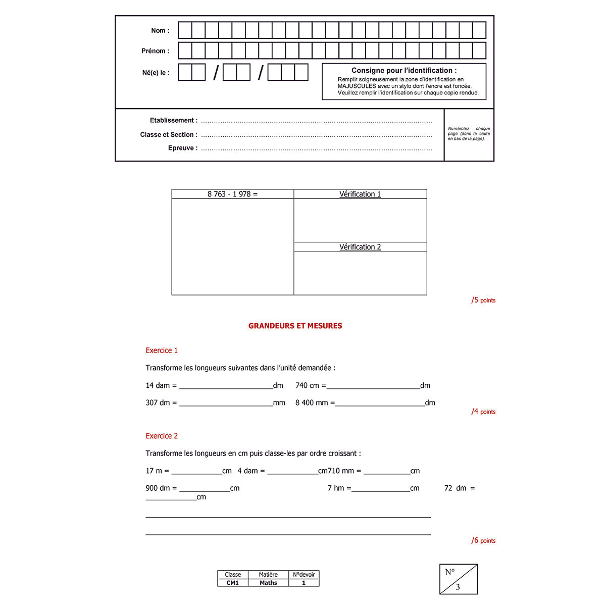 Mon année de Primaire - CM1 - Mathématiques + 6 devoirs à envoyer