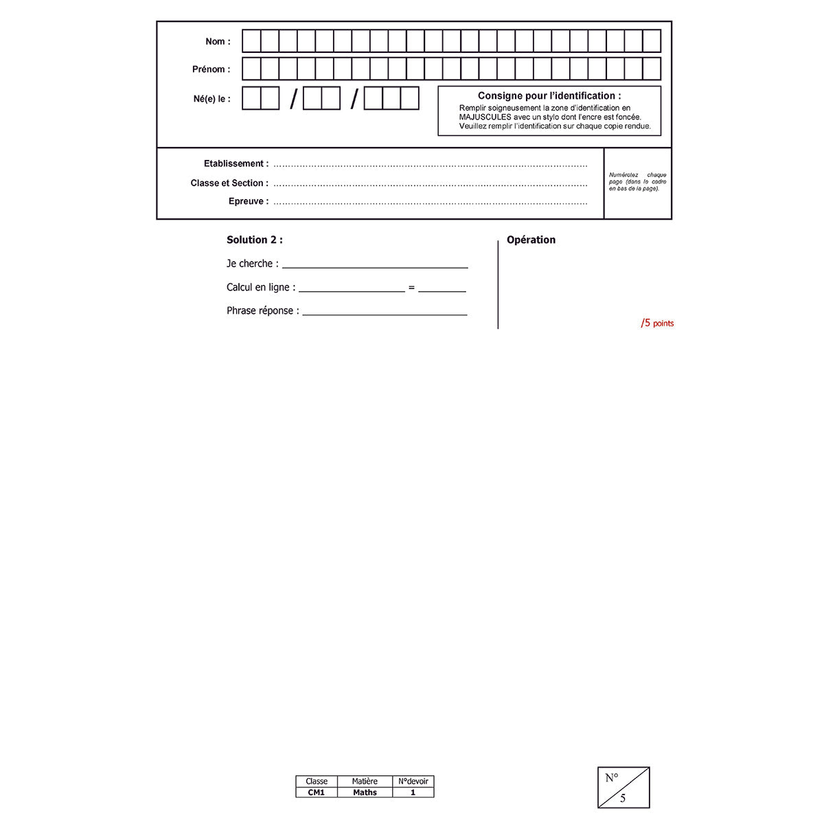 Mon année de Primaire - CM1 - Mathématiques + 6 devoirs à envoyer