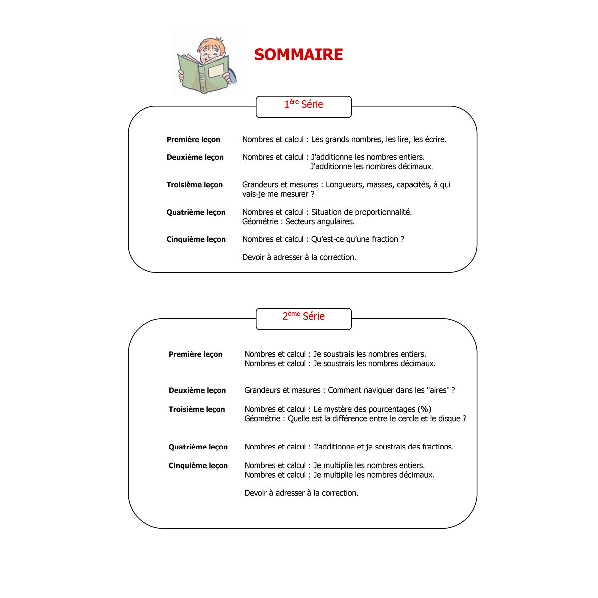 Mon année de Primaire - CM2 - Mathématiques avec 6 devoirs à envoyer
