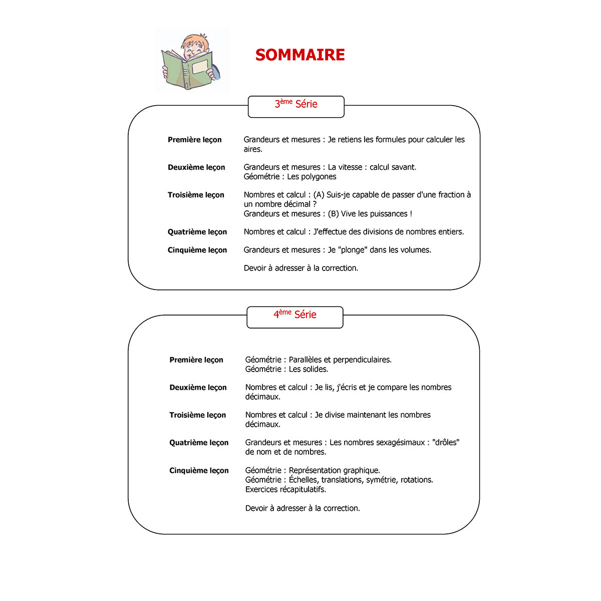 Mon année de Primaire - CM2 - Mathématiques avec 6 devoirs à envoyer