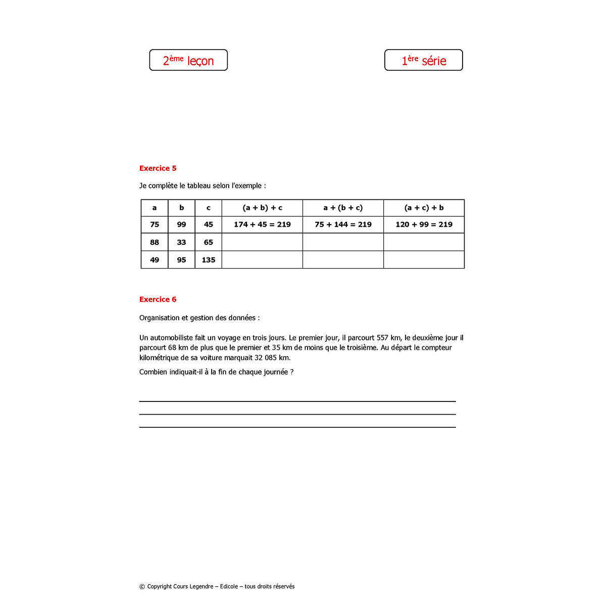 Mon année de Primaire - CM2 - Mathématiques avec 6 devoirs à envoyer