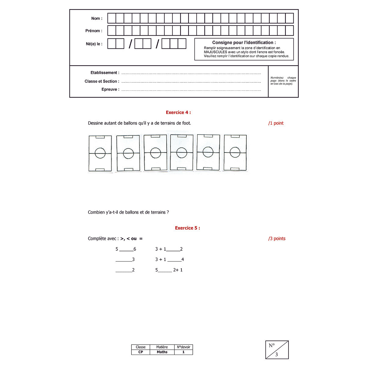 Mon année de CP - Mathématiques avec 6 devoirs à envoyer
