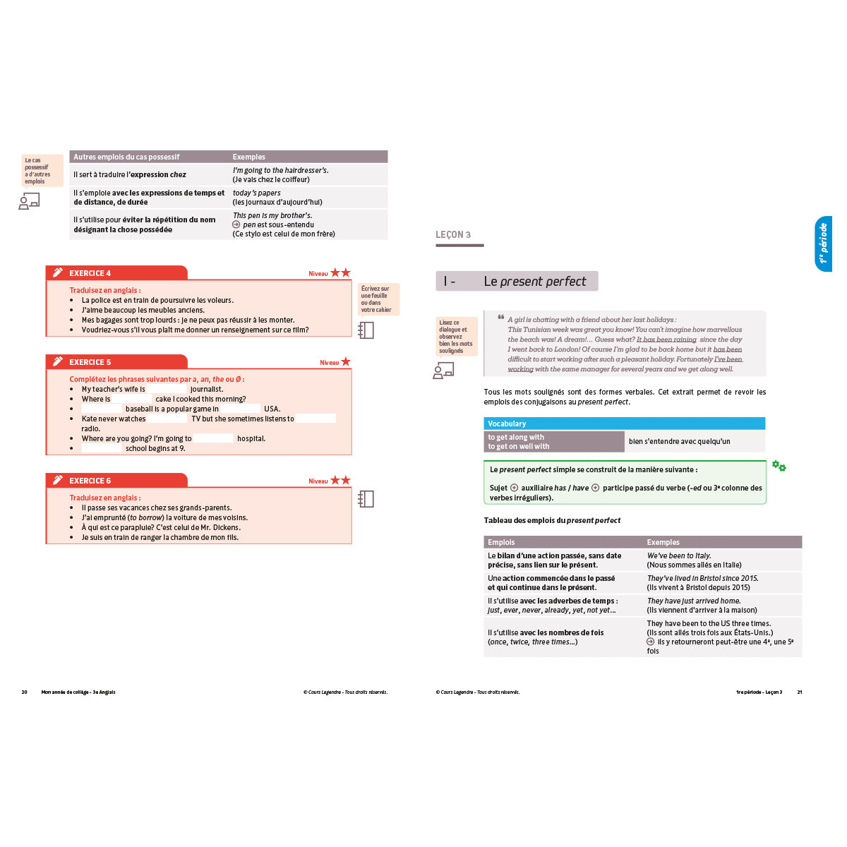Mon année de collège - Cahier de cours et d'entraînement - Anglais 3ème