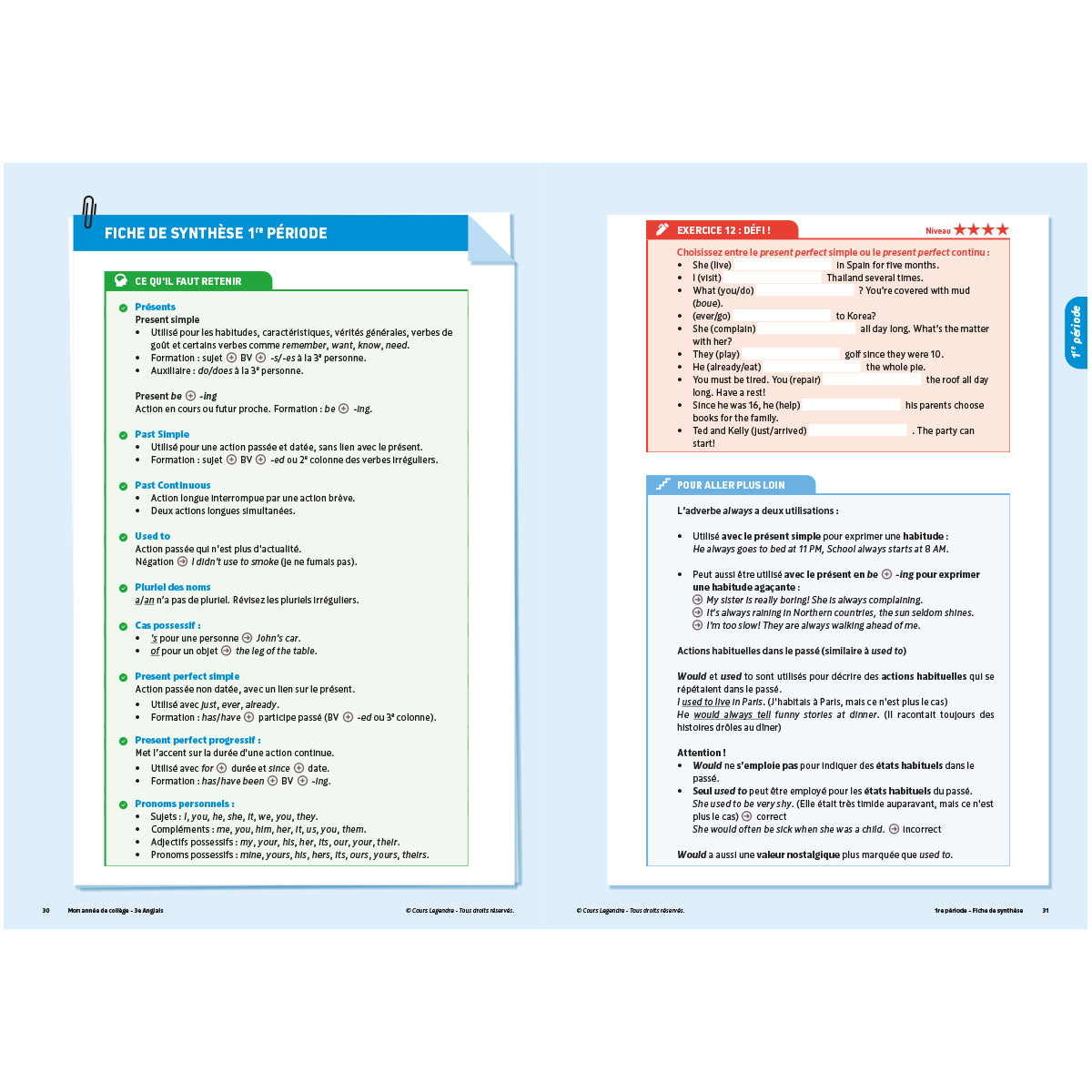 Mon année de collège - Cahier de cours et d'entraînement - Anglais 3ème