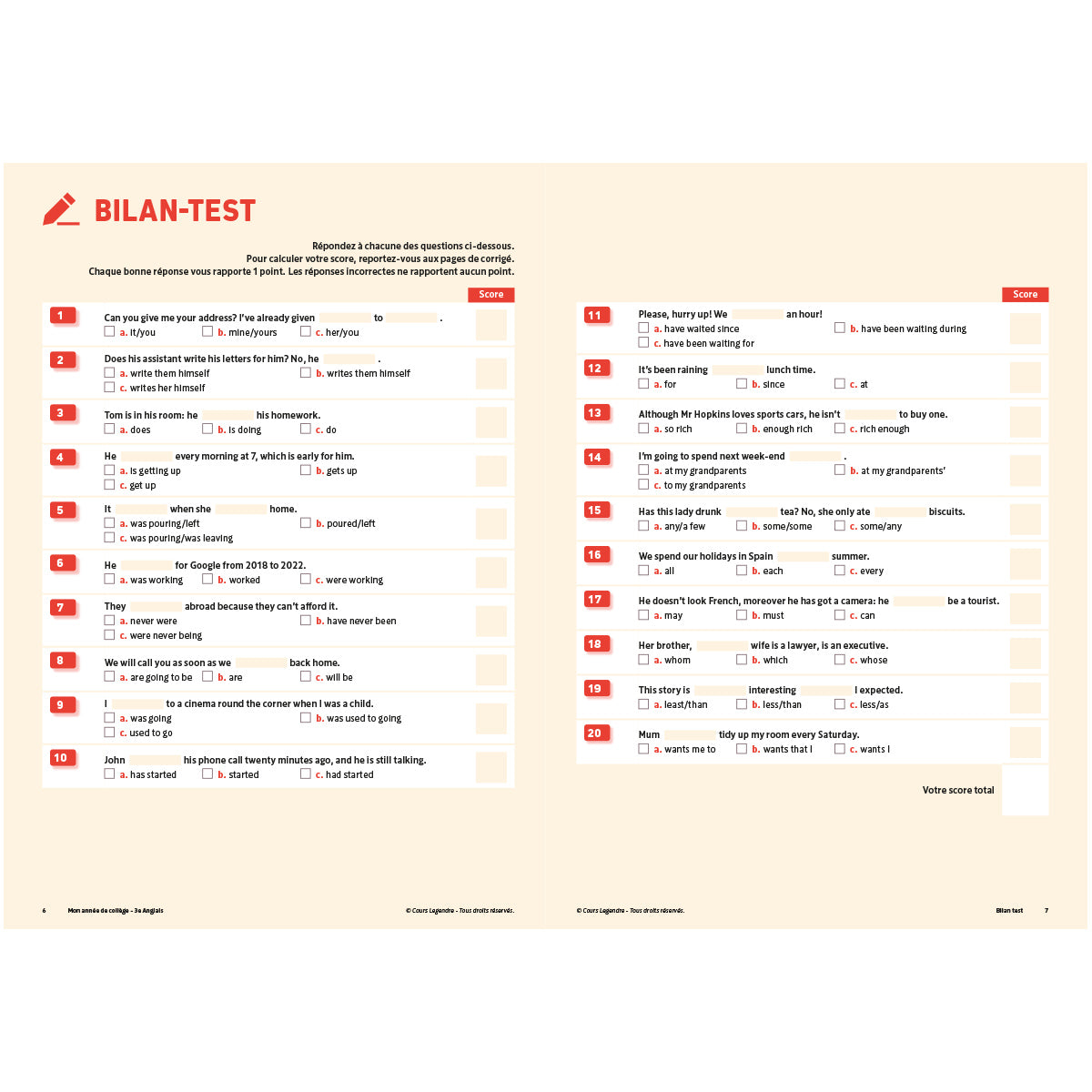 Mon année de collège - Cahier de cours et d'entraînement - Anglais 3ème