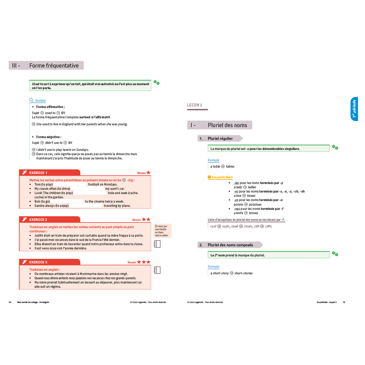 Mon année de collège - Cahier de cours et d'entraînement - Anglais 3ème