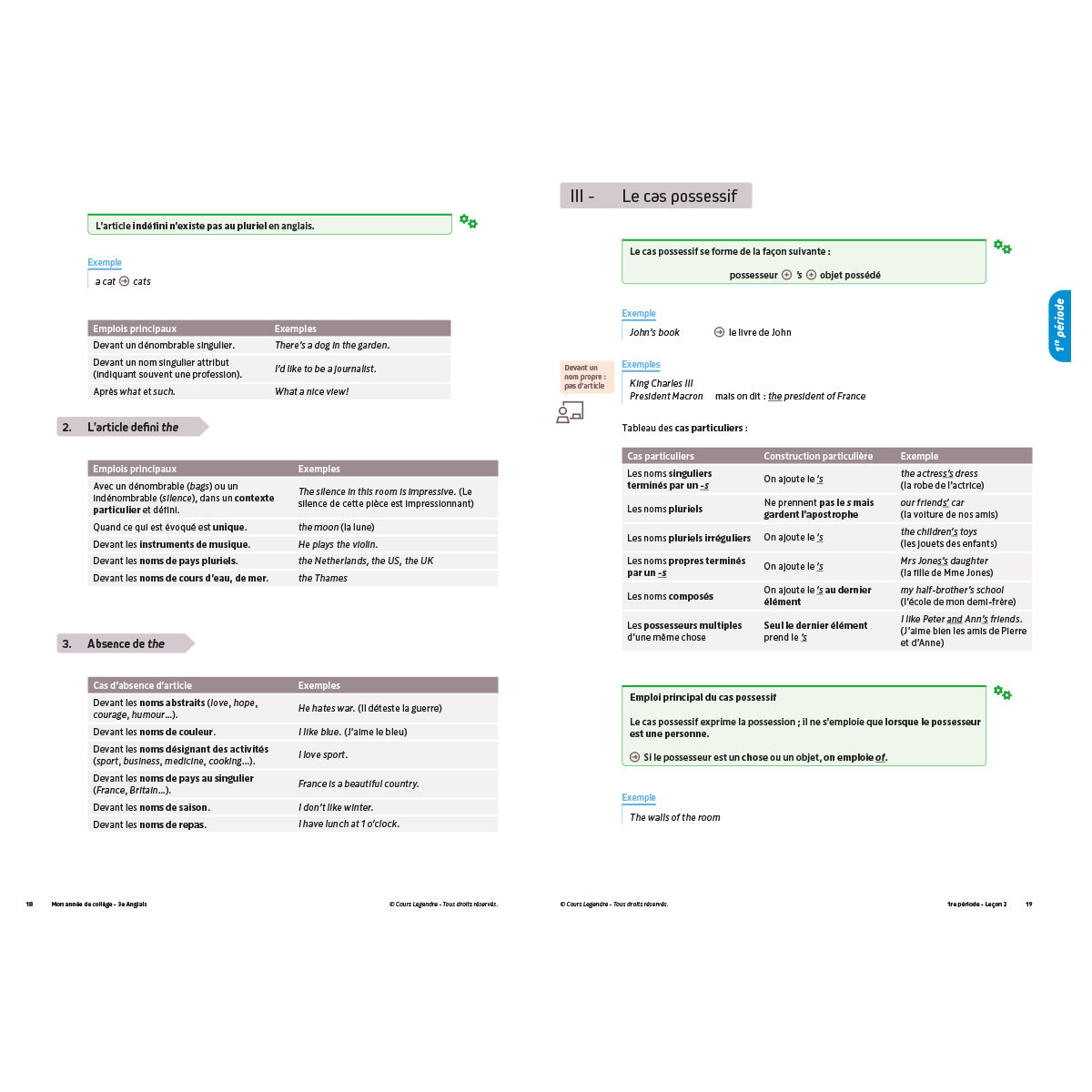 Mon année de collège - Cahier de cours et d'entraînement - Anglais 3ème