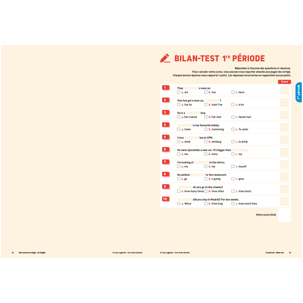Mon année de collège - Cahier de cours et d'entraînement - Anglais - 4ème